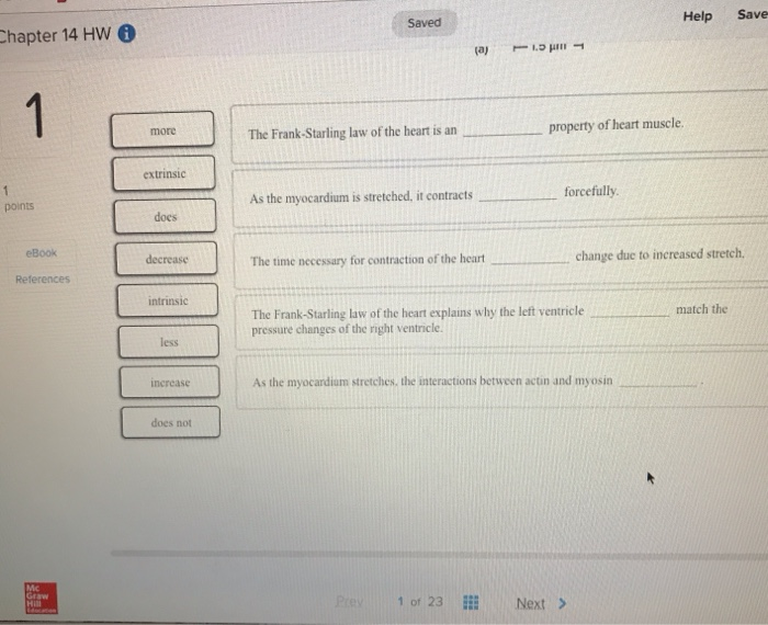 Solved Saved Help Save Chapter 14 HW 6 The Frank-Starling | Chegg.com