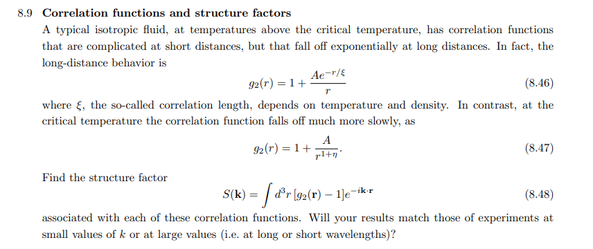 Solved Ae-r/$ 8.9 Correlation functions and structure | Chegg.com