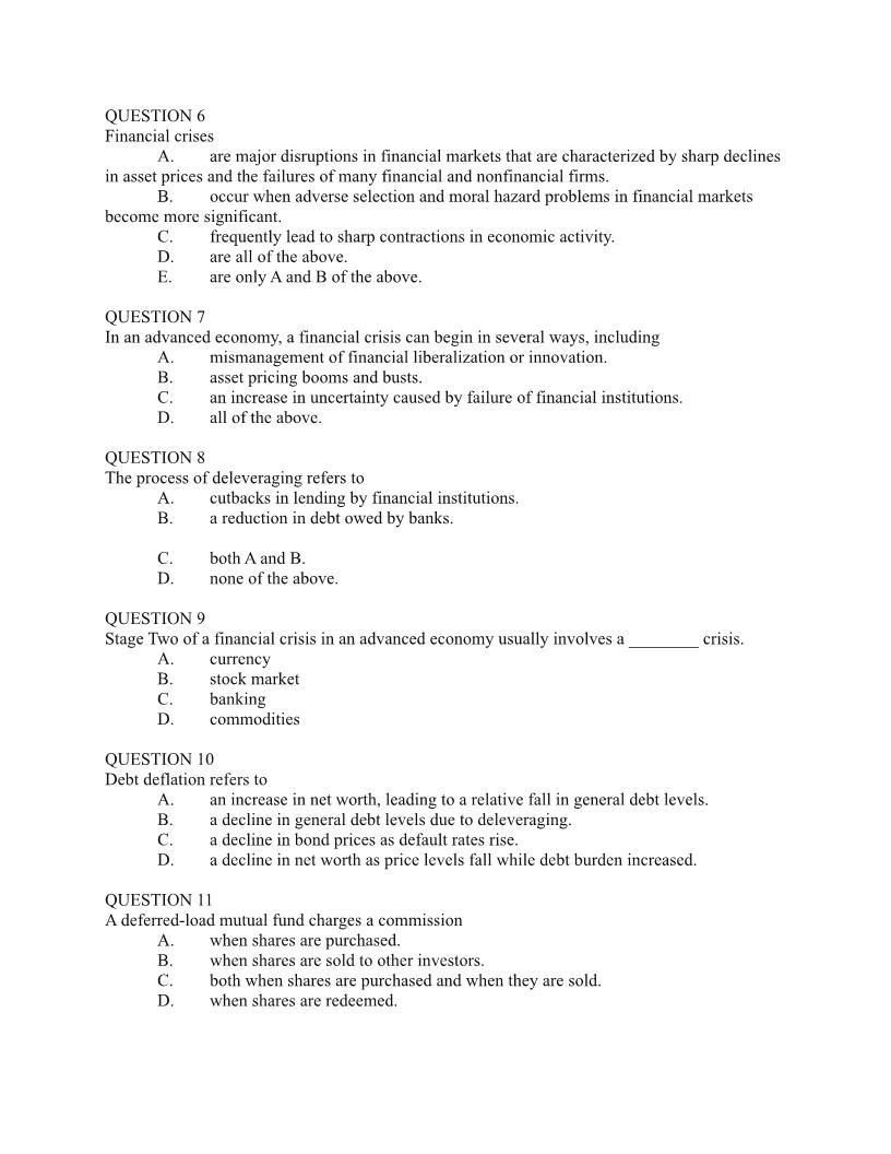 Solved QUESTION 6 Financial crises A. are major disruptions | Chegg.com