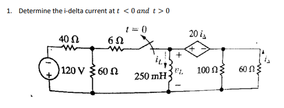 Solved 1. Determine the i-delta current at t 0 20 | Chegg.com