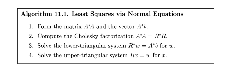 Solved Algorithm 11.1. Least Squares via Normal Equations 1. | Chegg.com
