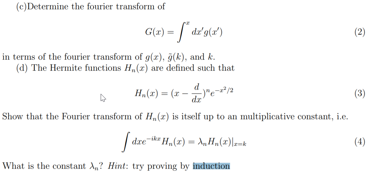 C Determine The Fourier Transform Of G X Da Chegg Com