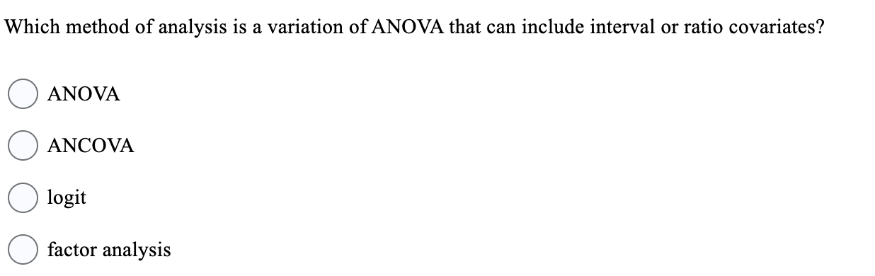 Solved Which method of analysis is a variation of ANOVA that | Chegg.com