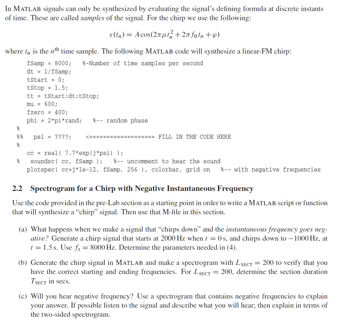 Solved In MATLAB signals can only be synthesized by | Chegg.com