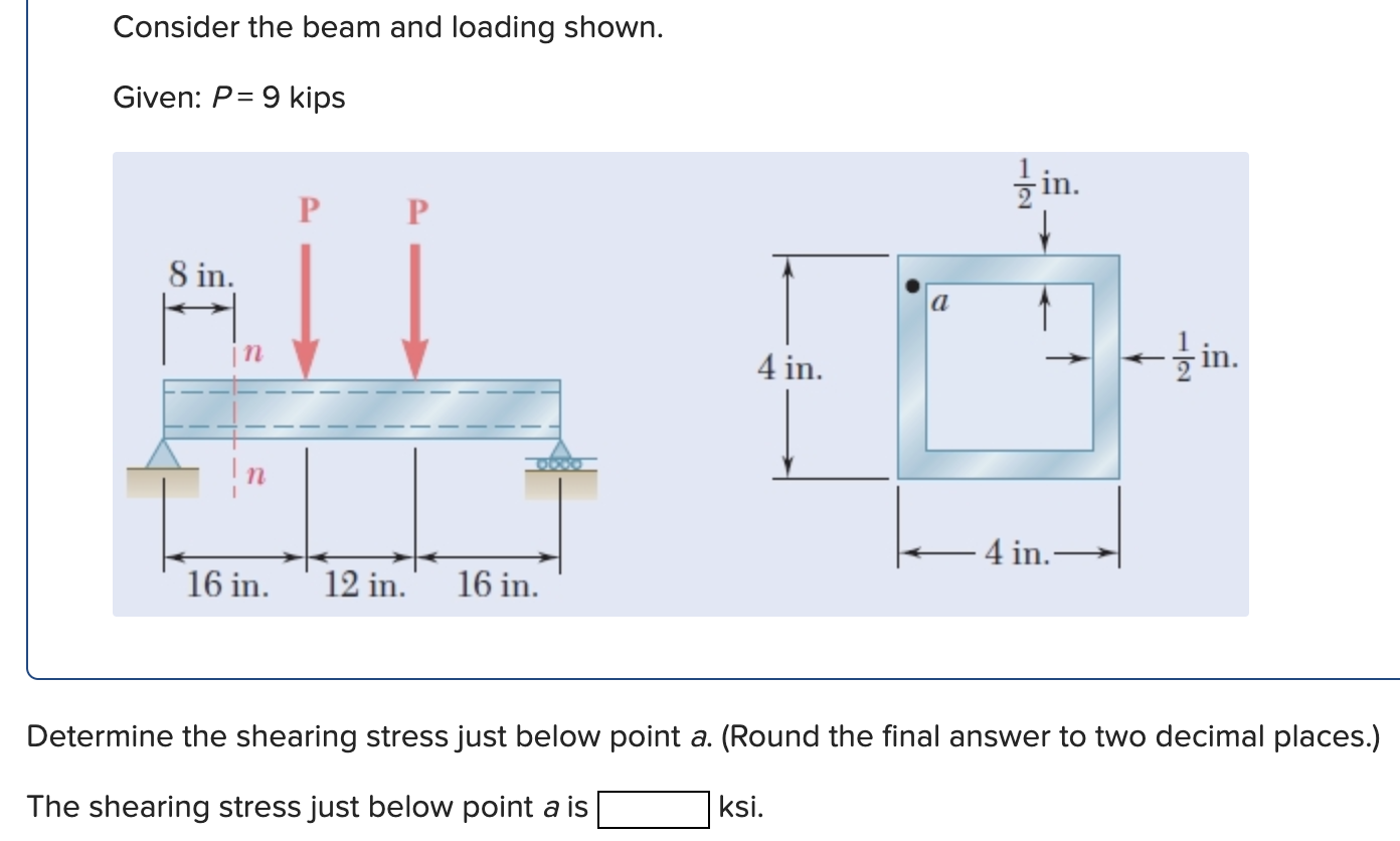 Solved Consider The Beam And Loading Shown. Given: P= 9 Kips | Chegg.com