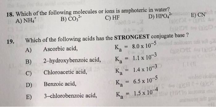 Solved 18. Which of the following molecules or ions is | Chegg.com