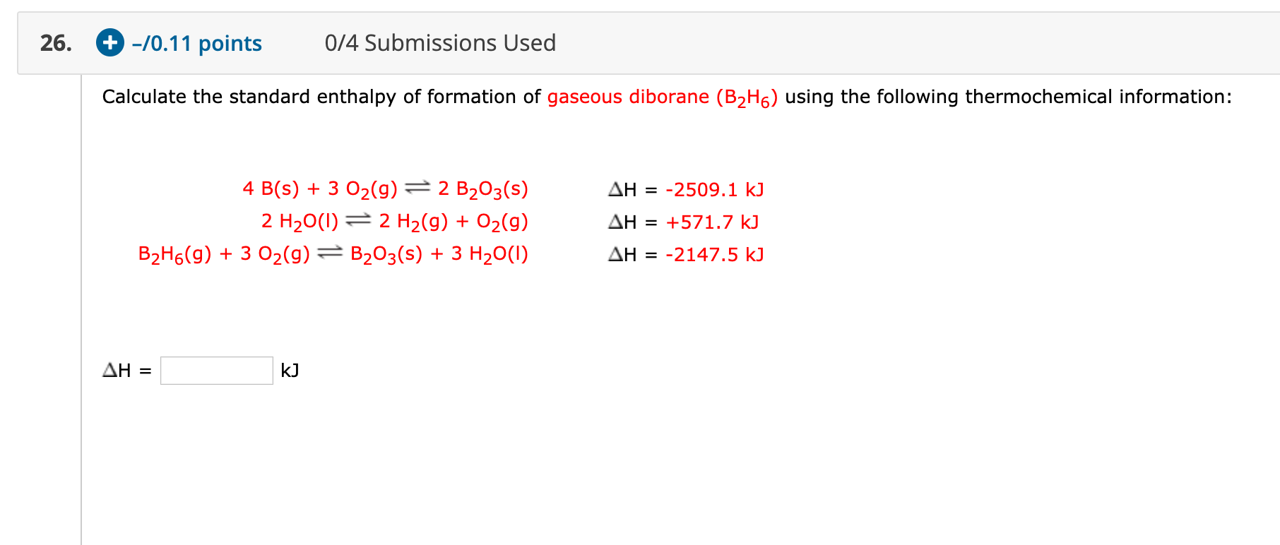 Solved Calculate the standard enthalpy of formation of