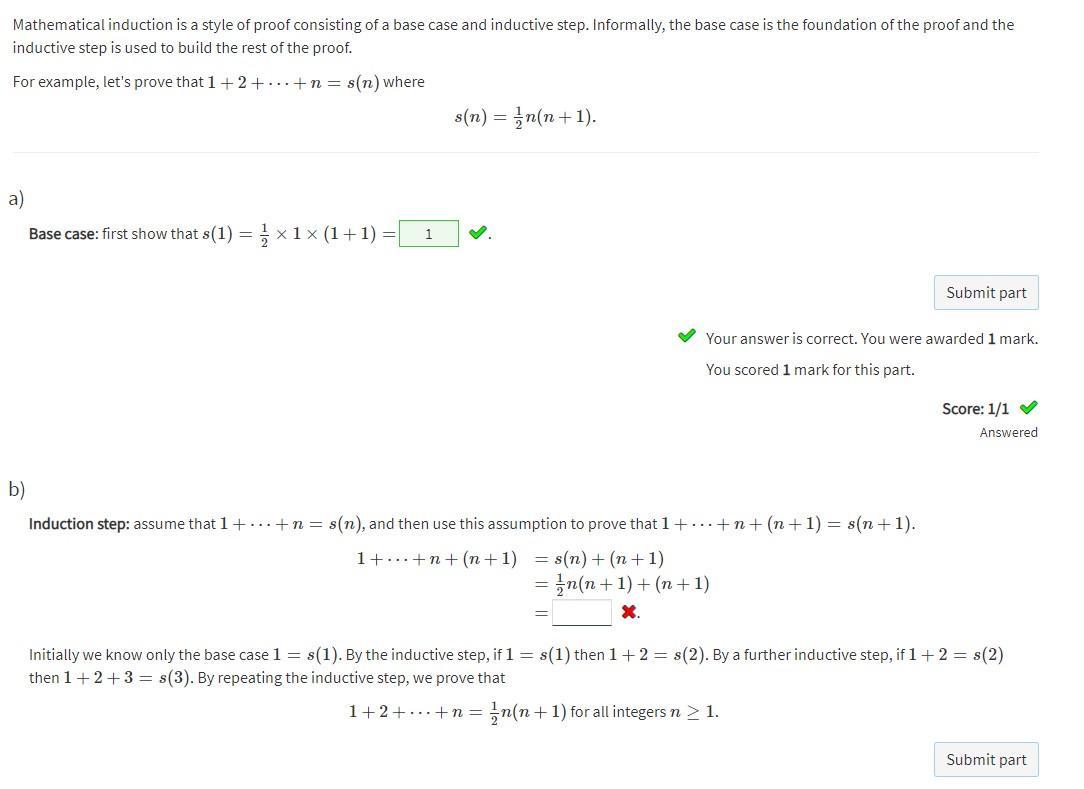 Solved Mathematical induction is a style of proof consisting | Chegg.com