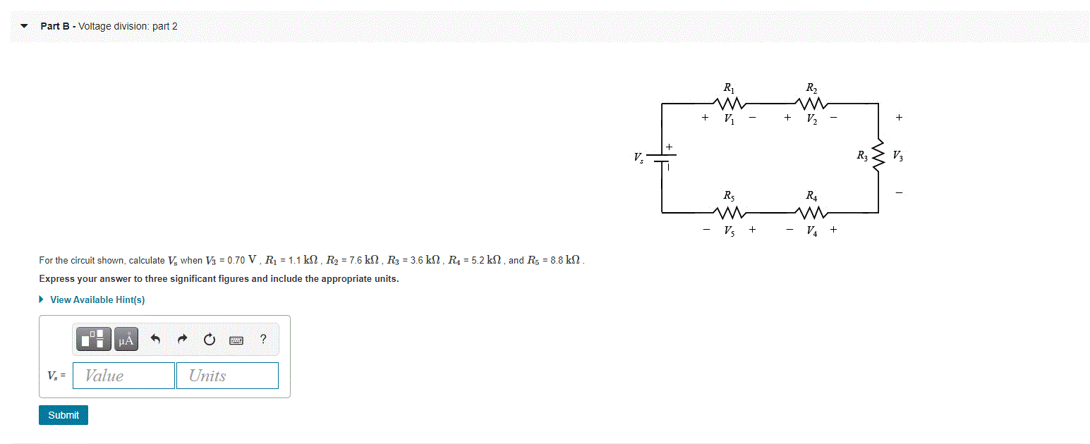 Solved Part A - Voltage Division, Part 1 For The Circuit | Chegg.com