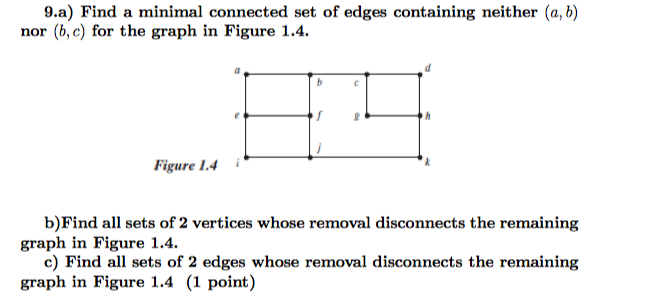 Solved 9.a) Find a minimal connected set of edges containing | Chegg.com