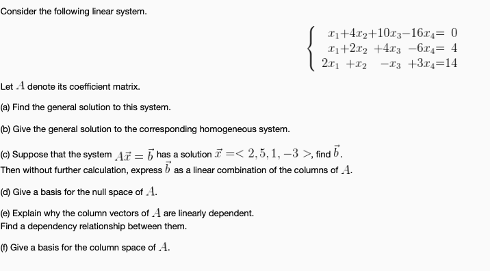 Solved Consider the following linear system. | Chegg.com