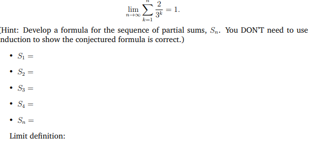 Solved lim n+00 1. Hint: Develop a formula for the sequence | Chegg.com