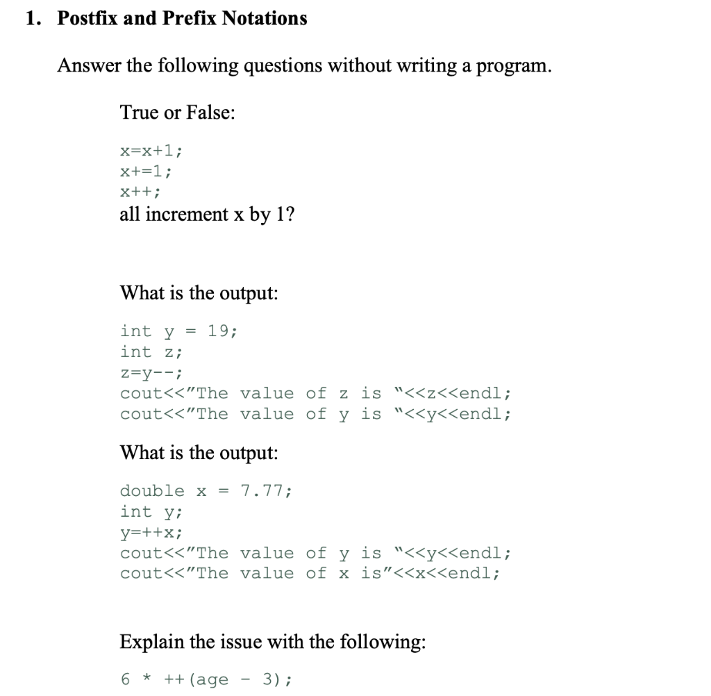 Solved ix and Prefix Notations ver the following questions | Chegg.com