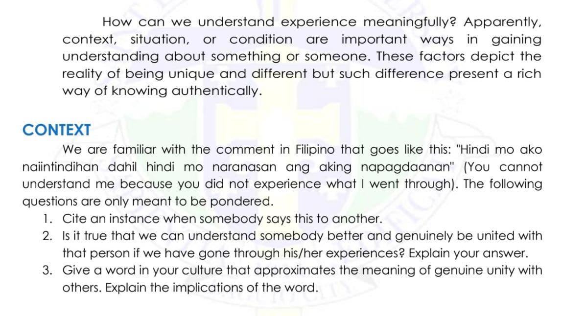 Solved How can we understand experience meaningfully?