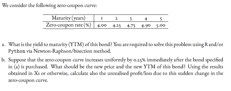 We consider the following zero-coupon curve: Maturity | Chegg.com
