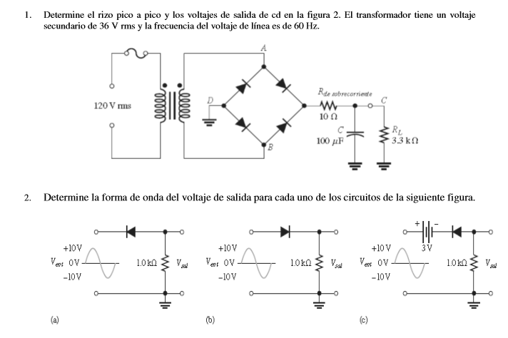 Solved . Determine El Rizo Pico A Pico Y Los Voltajes De | Chegg.com