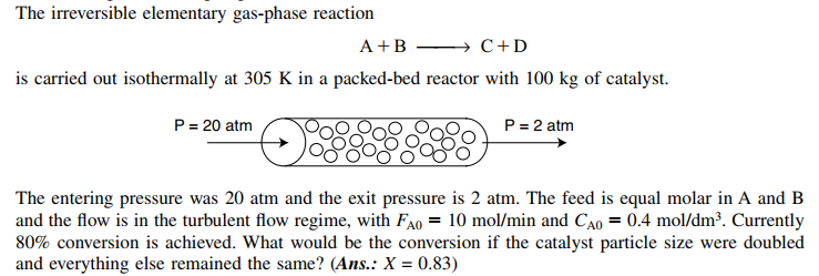 Solved The Irreversible Elementary Gas-phase Reaction Is | Chegg.com