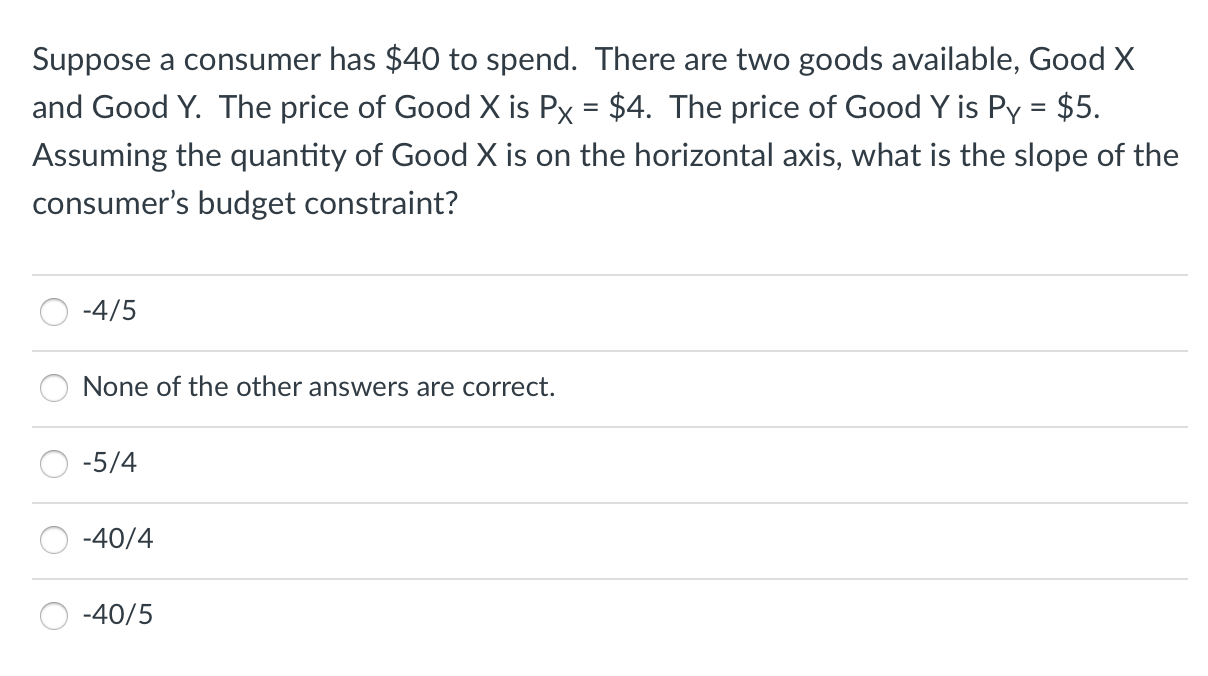 Solved Suppose A Consumer Has $40 To Spend. There Are Two | Chegg.com