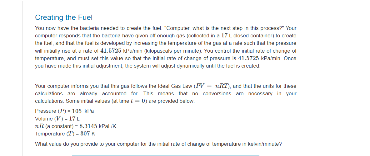 Solved Creating the Fuel You now have the bacteria needed to