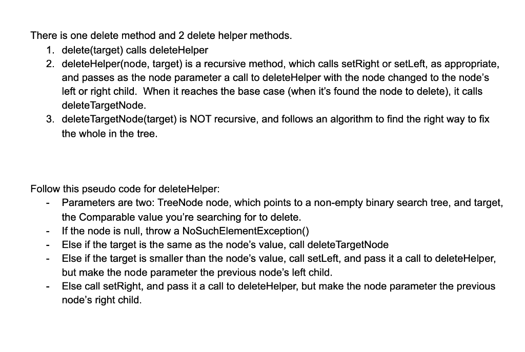 There is one delete method and 2 delete helper | Chegg.com