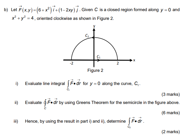 Solved b) Let F(x,y)=(6+x2)i+(1−2xy)j. Given C is a closed | Chegg.com