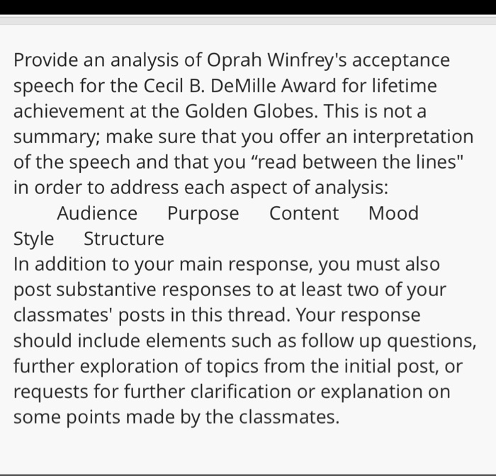 rhetorical analysis of oprah winfrey speech