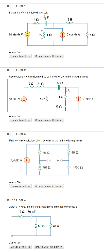 Solved QUESTION 1 Determine Vo In The Following Circuit F | Chegg.com