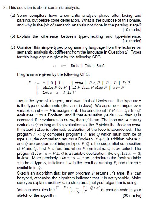 3. This Question Is About Semantic Analysis. (a) Some | Chegg.com