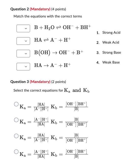 Solved Match the equations with the correct terms | Chegg.com