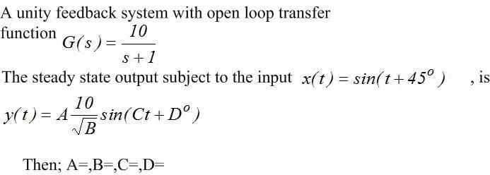 Solved A unity feedback system with open loop transfer | Chegg.com