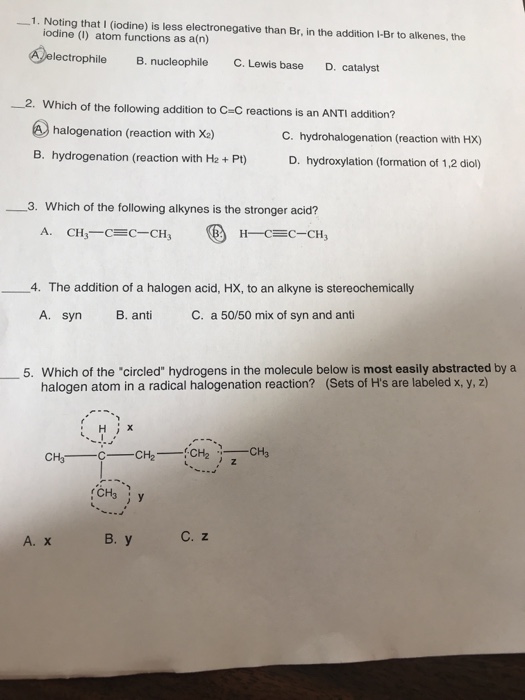 Solved 1. Noting that1 (iodine) is less electronegative