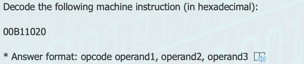 Solved Decode the following machine instruction (in | Chegg.com