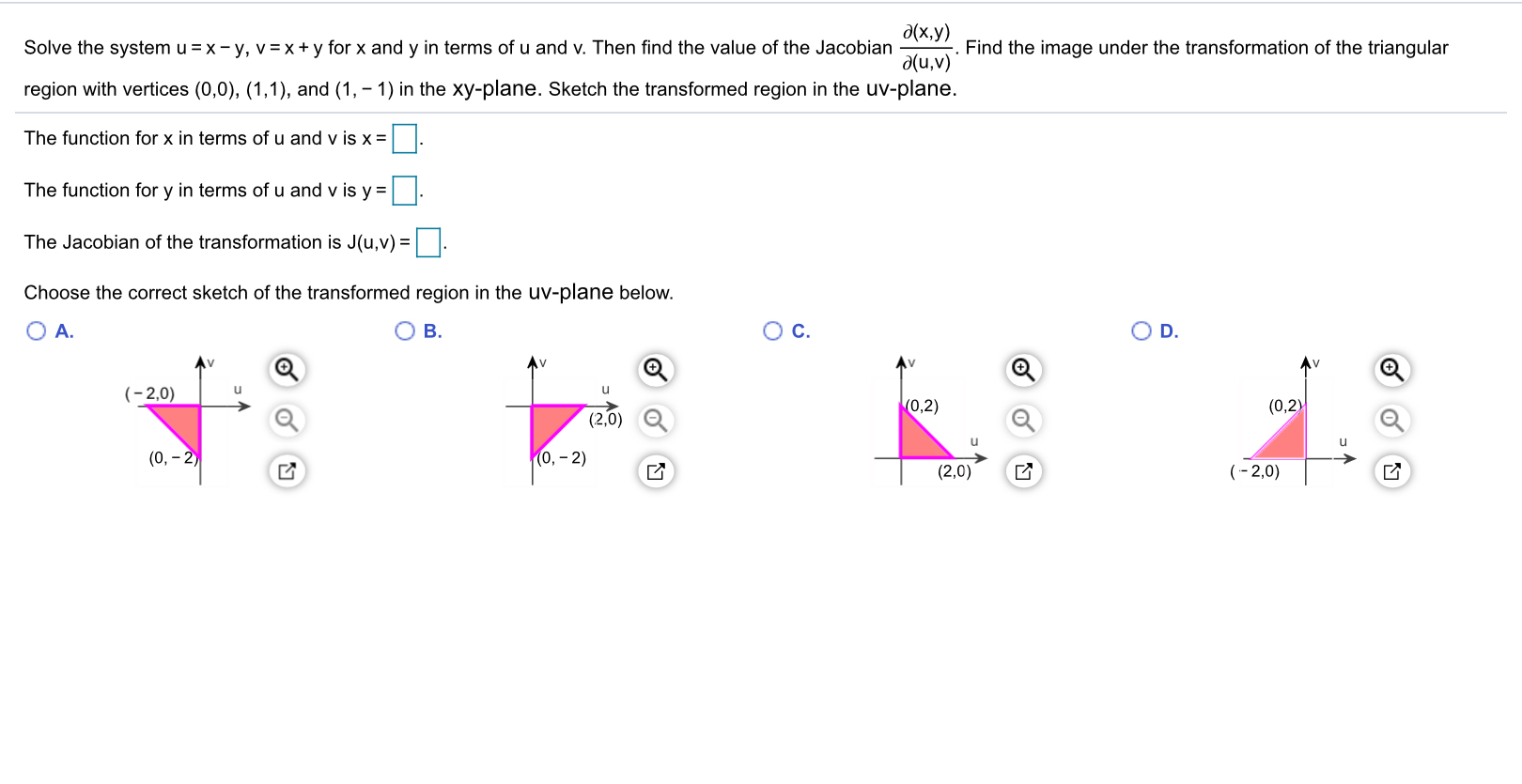 Solved A X Y Solve The System U X Y V X Y For X A Chegg Com