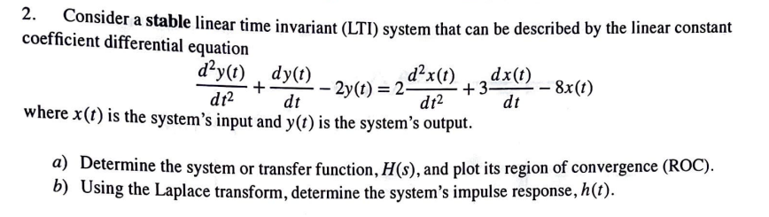 Solved 2. Consider a stable linear time invariant (LTI) | Chegg.com