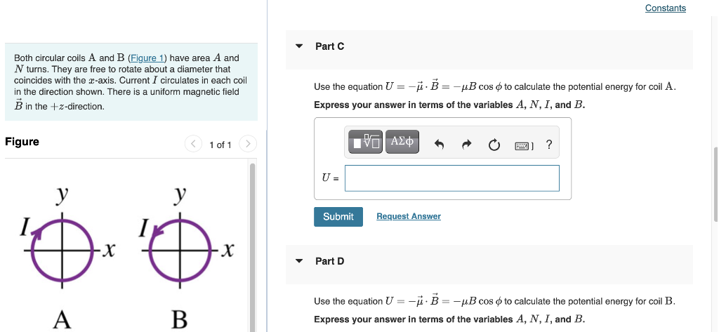 Solved Both Circular Coils A And B (Figure 1) Have Area A | Chegg.com