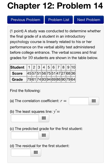 Solved Chapter 12: Problem 12 Previous Problem Problem List | Chegg.com