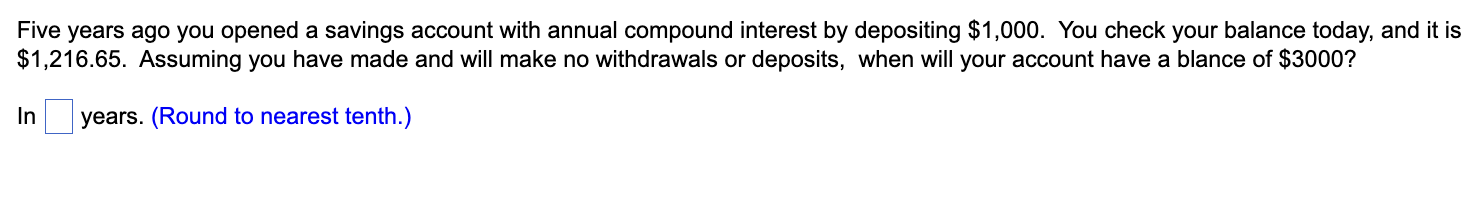 Solved Five Years Ago You Opened A Savings Account With | Chegg.com