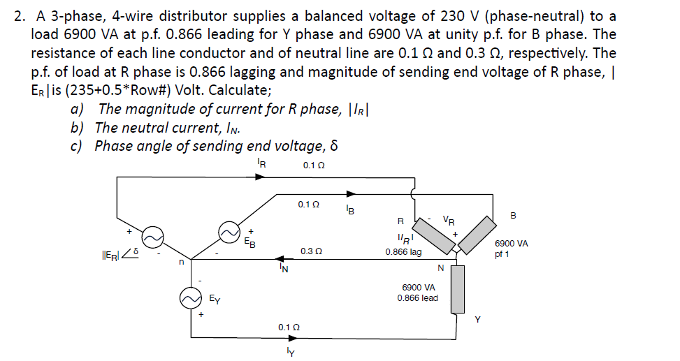 Solved 2. A 3-phase, 4-wire distributor supplies a balanced | Chegg.com