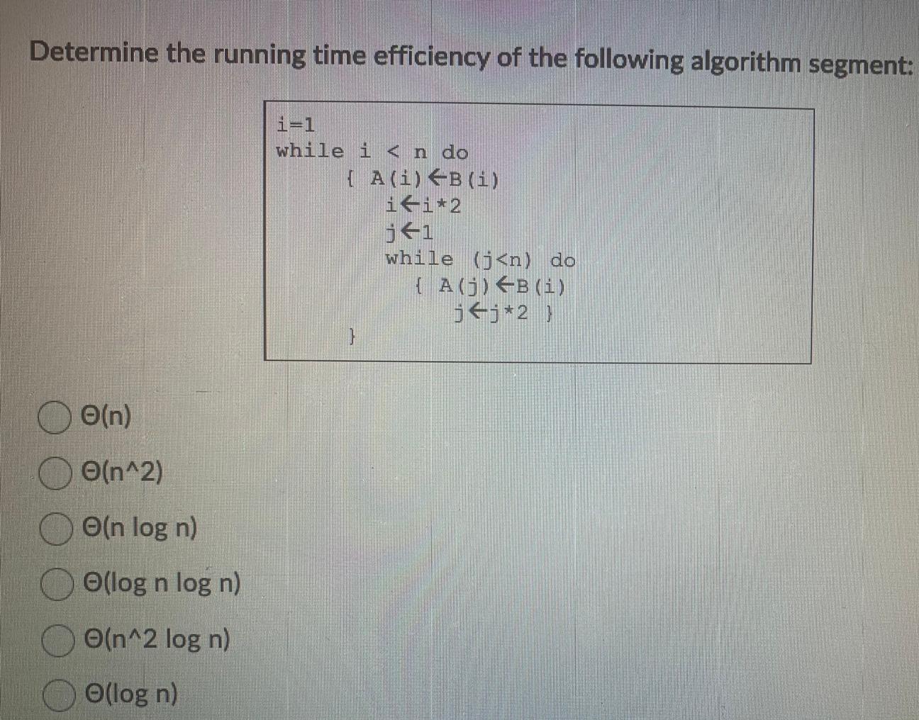Solved Determine the running time efficiency of the | Chegg.com
