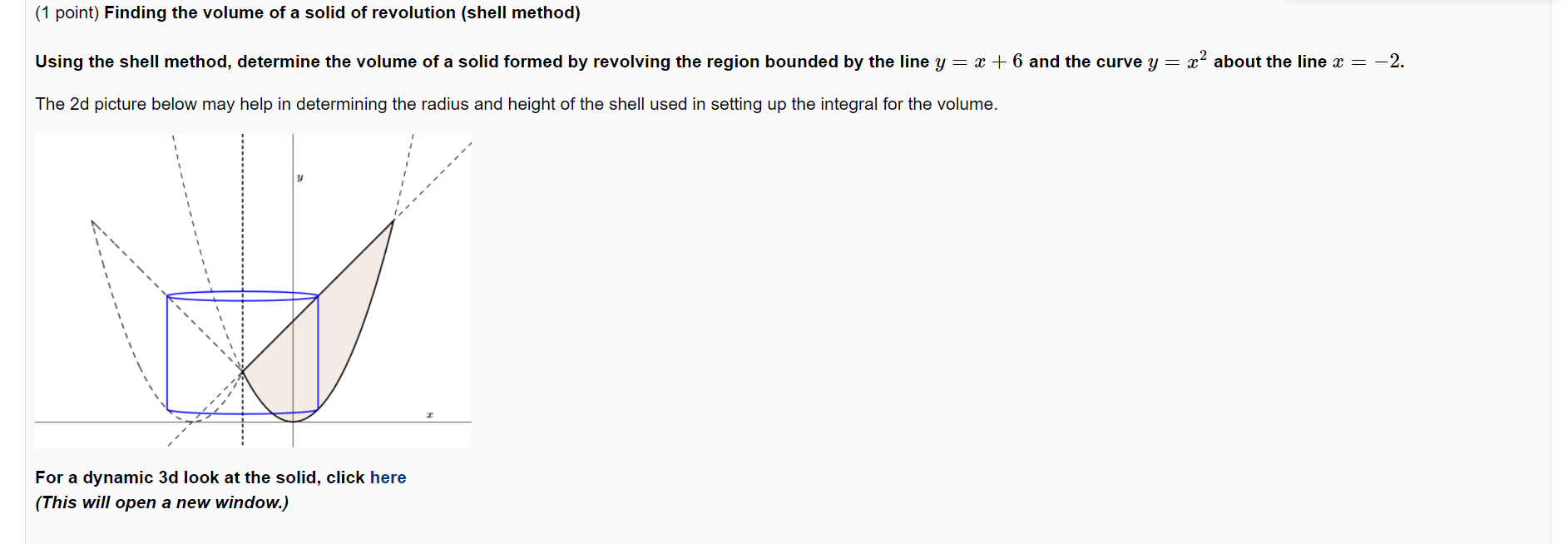 Solved (1 point) Finding the volume of a solid of revolution | Chegg.com