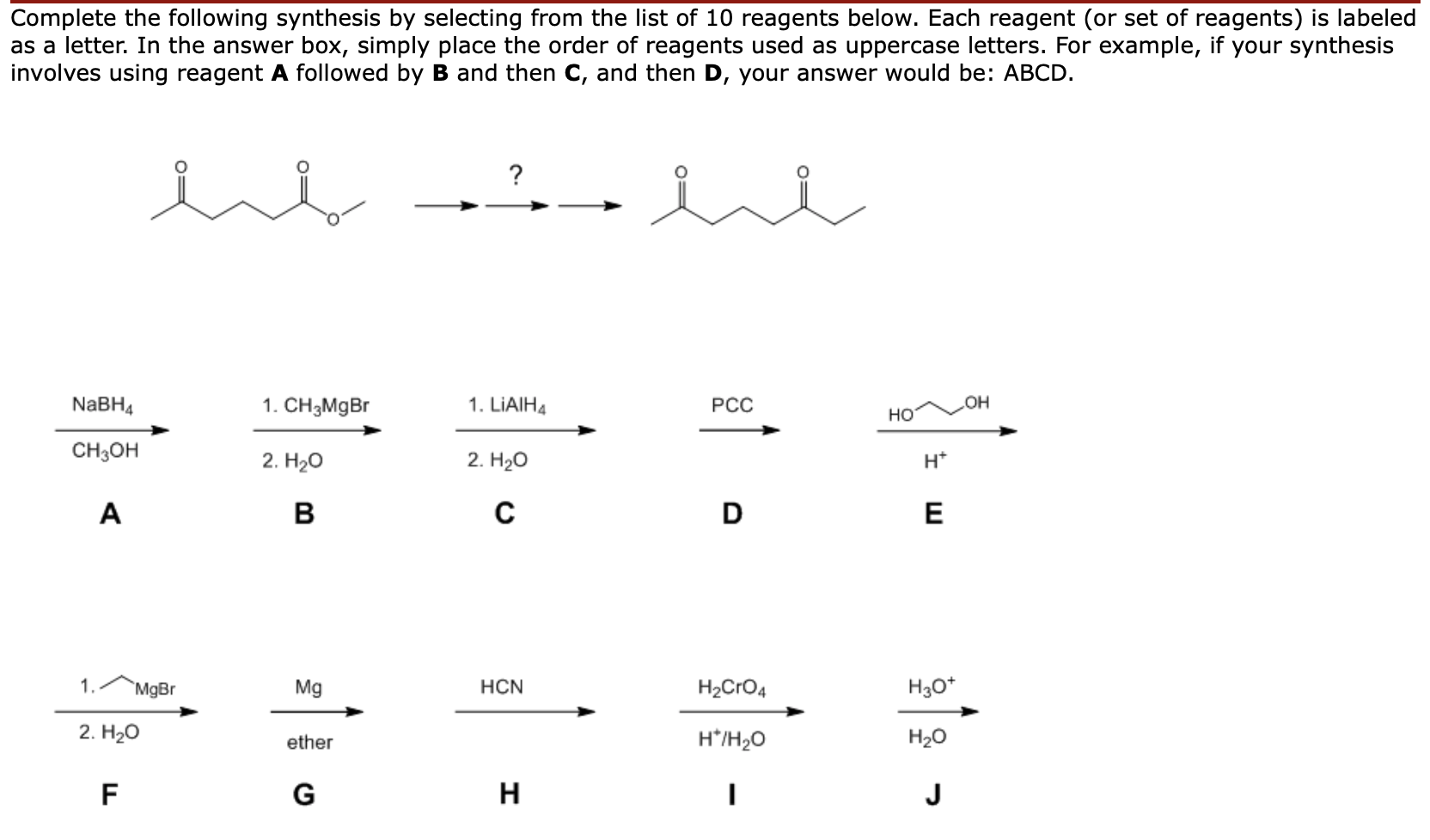 Solved Complete The Following Synthesis By Selecting From | Chegg.com