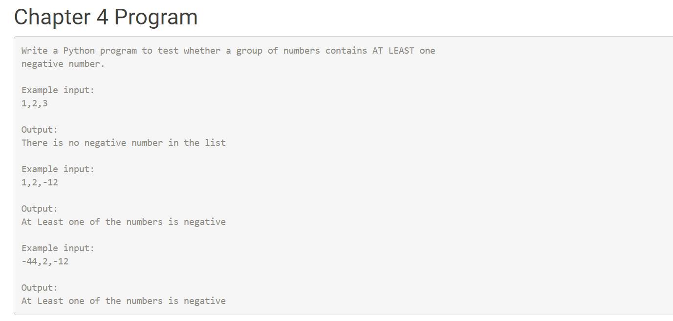 Solved Chapter 4 Program Write a Python program to test | Chegg.com