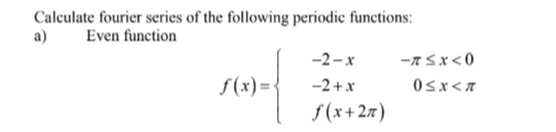 Solved Calculate fourier series of the following periodic | Chegg.com