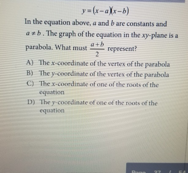 Solved Y X A X B In The Equation Above A And B Are Chegg Com