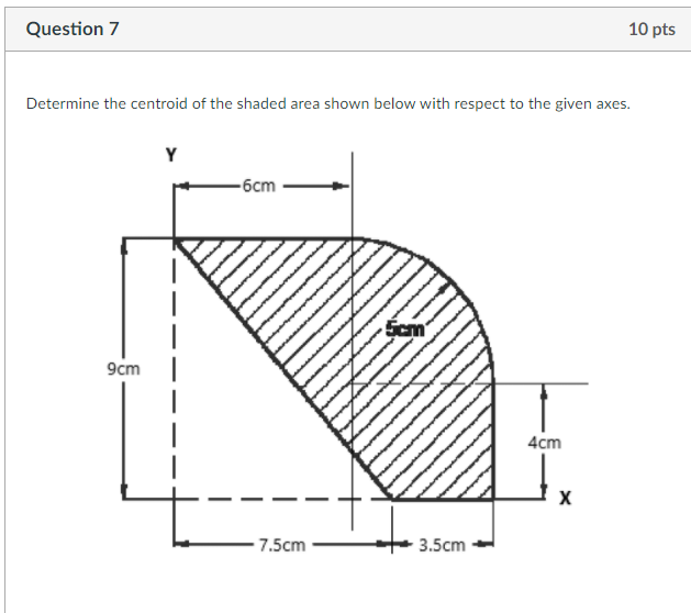 Solved Question 7 10 pts Determine the centroid of the | Chegg.com