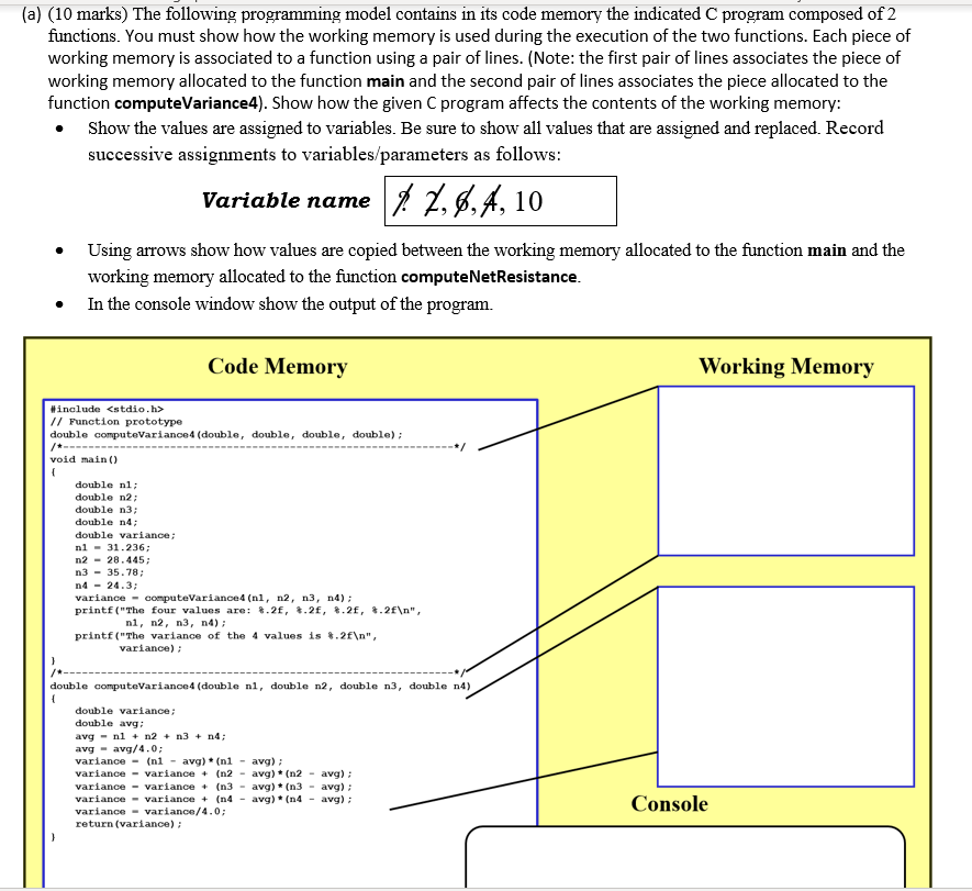 Solved (a) (10 marks) The following programming model | Chegg.com