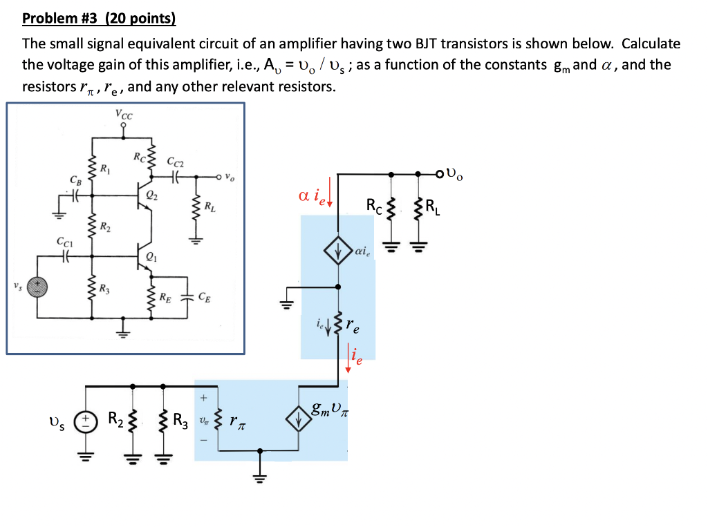 Solved The Small Signal Equivalent Circuit Of An Amplifier | Chegg.com