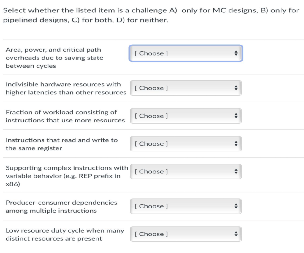 Solved Select whether the listed item is a challenge A) only | Chegg.com