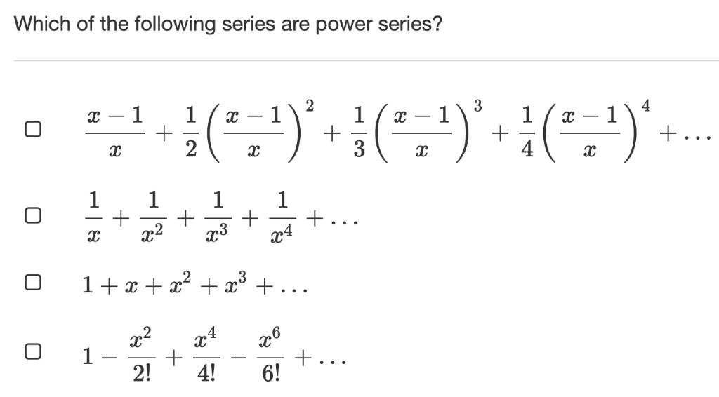 Solved Which of the following series are power series? ac dc | Chegg.com