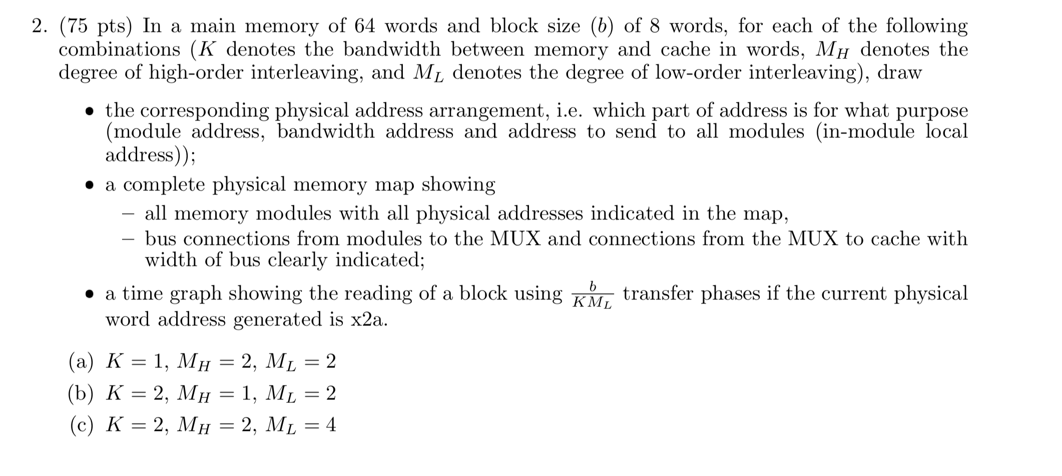 2. (75 Pts) In A Main Memory Of 64 Words And Block | Chegg.com